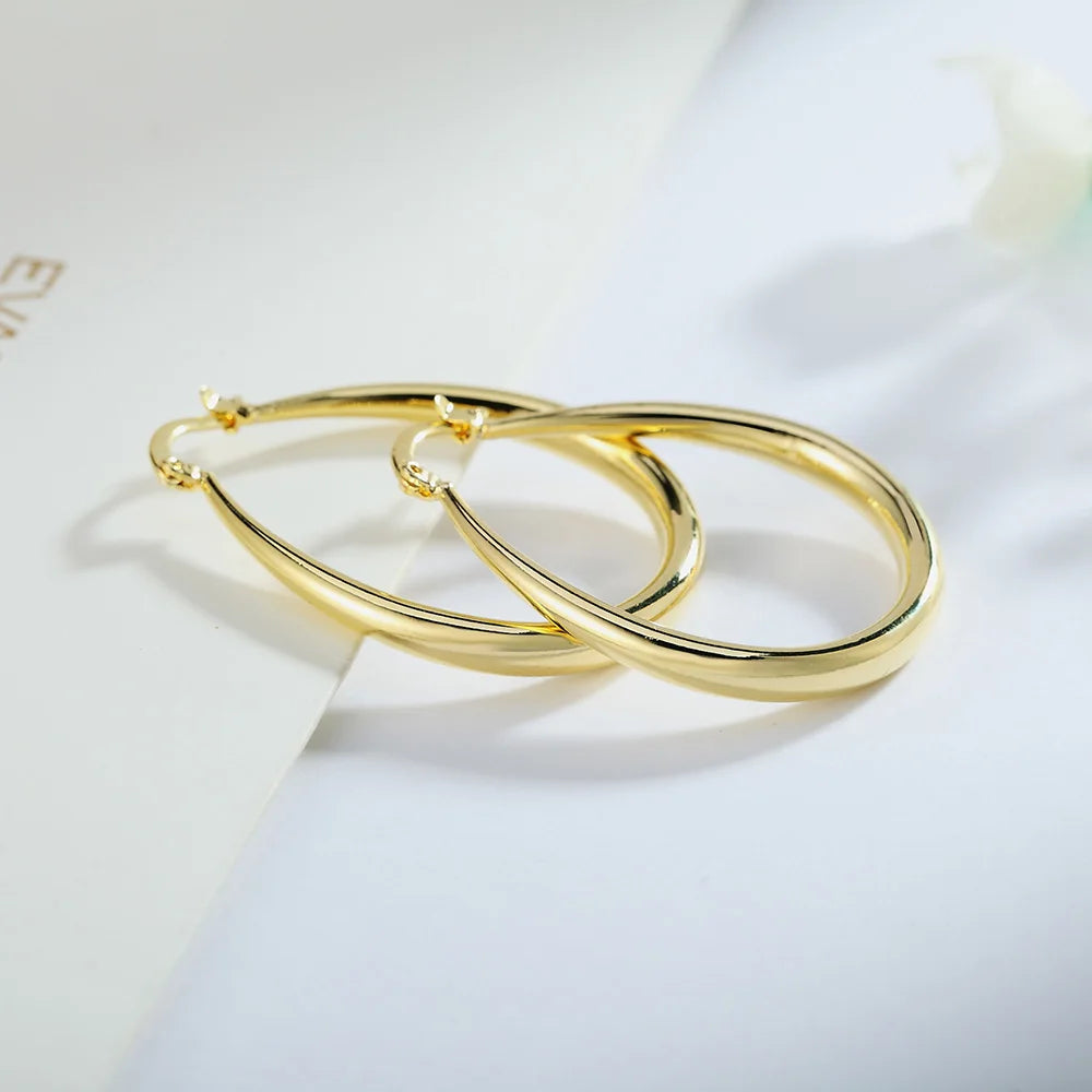 Elegant 18K Gold-Plated 44MM Hoop Earrings | 925 Sterling Silver | High-Quality Fashion Jewelry for Women | Perfect for Parties & Christmas Gifts