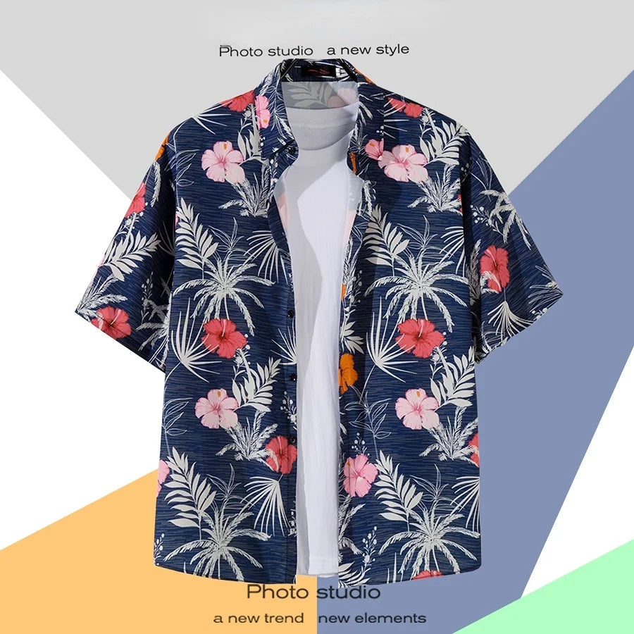 TROPICAL VIBES: Men’s Hawaiian Cartoon Print Casual Beach Shirt