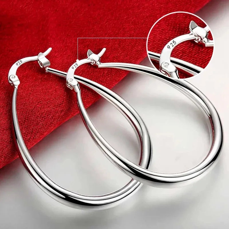 Elegant 18K Gold-Plated 44MM Hoop Earrings | 925 Sterling Silver | High-Quality Fashion Jewelry for Women | Perfect for Parties & Christmas Gifts