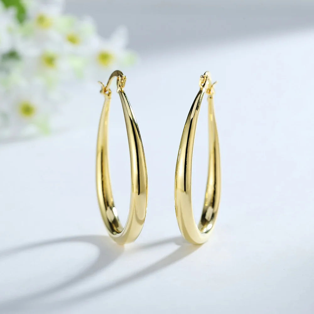 Elegant 18K Gold-Plated 44MM Hoop Earrings | 925 Sterling Silver | High-Quality Fashion Jewelry for Women | Perfect for Parties & Christmas Gifts