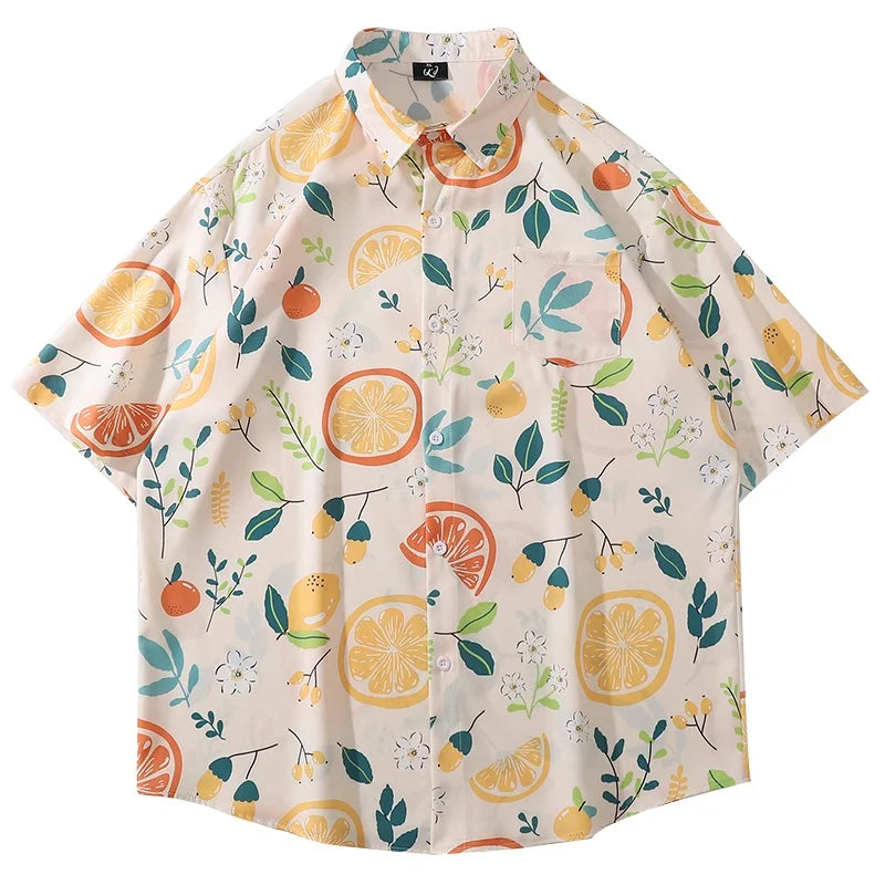 TROPICAL VIBES: Men’s Hawaiian Cartoon Print Casual Beach Shirt