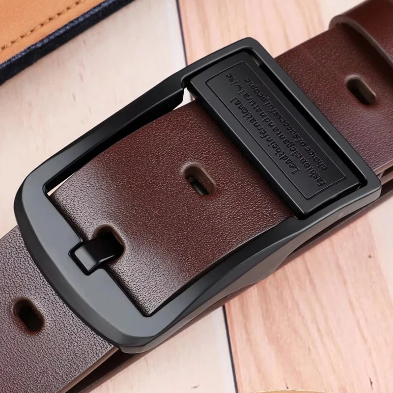 Luxury Men's Designer PU Leather Belt – High-Quality Metal Pin Buckle, Stylish Waist Strap for Jeans, Plus Size Available"