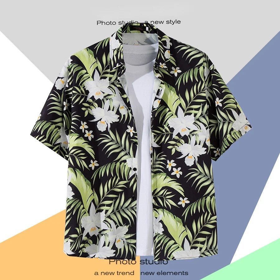 TROPICAL VIBES: Men’s Hawaiian Cartoon Print Casual Beach Shirt - DRESSBEATS