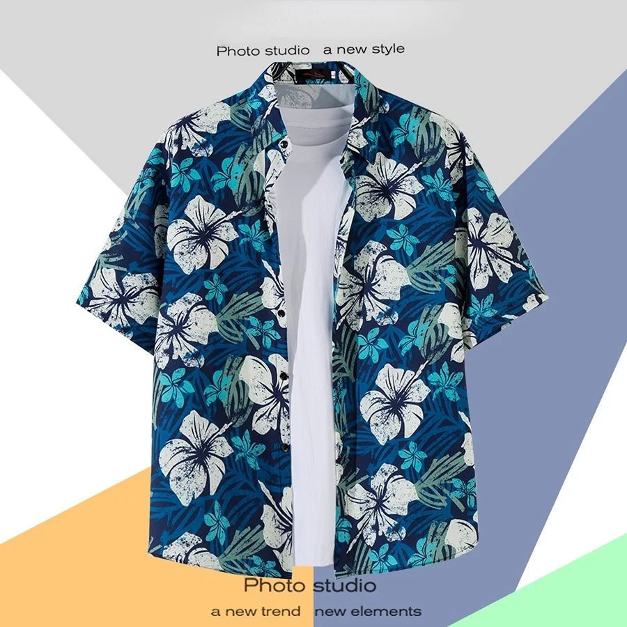 TROPICAL VIBES: Men’s Hawaiian Cartoon Print Casual Beach Shirt - DRESSBEATS